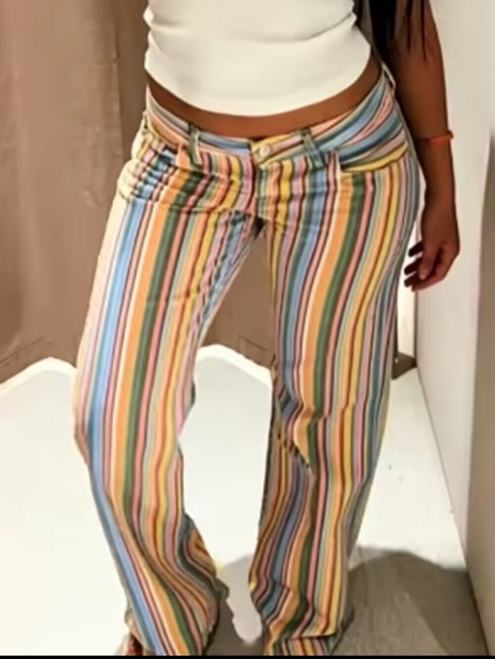 Striped Wide-Leg Women’s Jeans in Multi-Color - Picture 8 of 10
